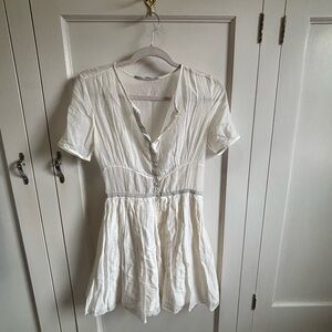 Proenza Schouler White Cotton Silk Empire Waist Mini Dress Size 4